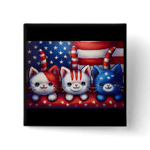 3 Patriotiska Katter Med Amerikansk Flagga