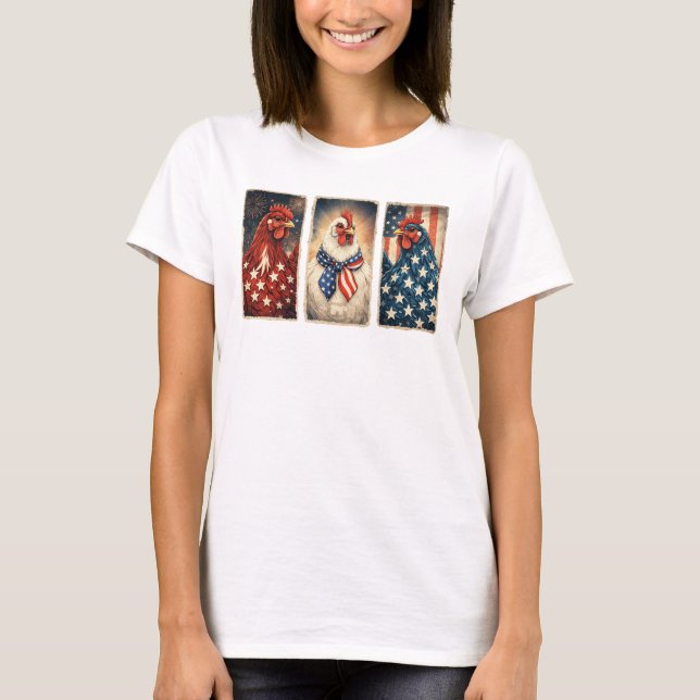 3 Patriotiska Kycklingar T Shirt (Framsida)