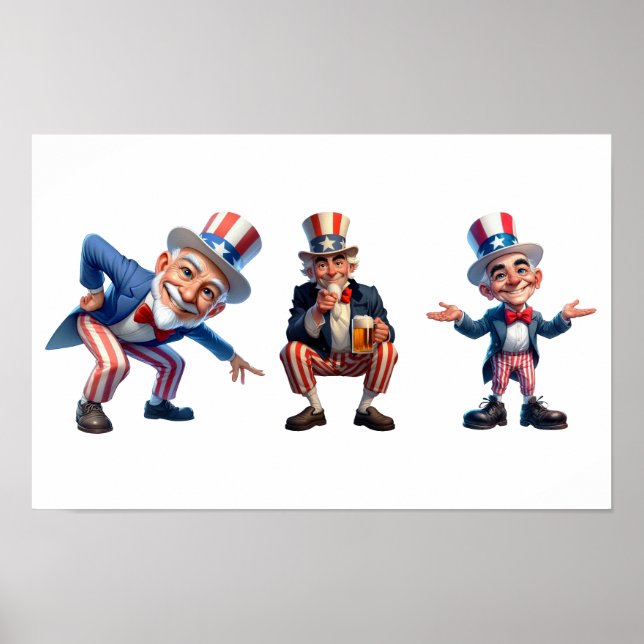 3 pensionärer klädda som farbror Sam Poster (Framsidan)