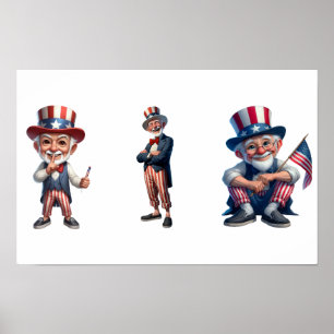 3 pensionärer klädda som farbror Sam Poster