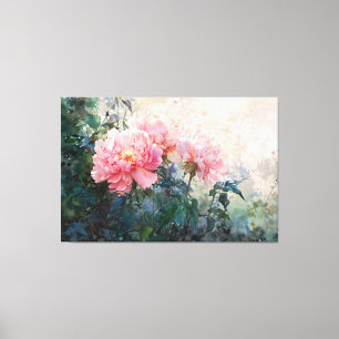 *~* 3 Peony TV2 Art Rosa Stretched Kanvastryck