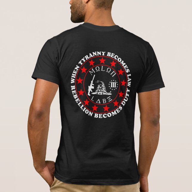 3-Percenter, Molon Labe, Gadsden Snake, T-Shirt (Baksida)