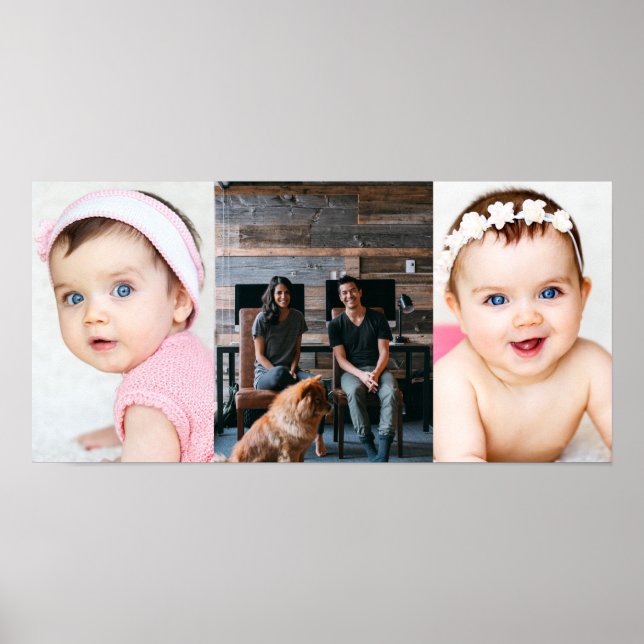3 Personlig för fotokollage Anpassningsbar Poster (Framsidan)