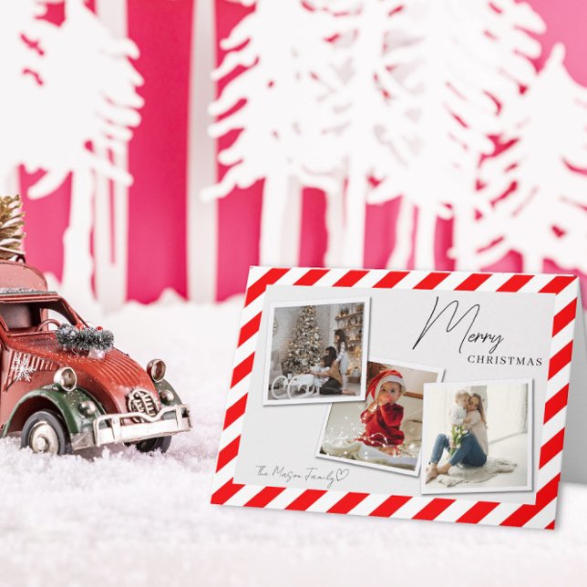 3 Photo Airmail Style Christmas Card Tack Kort (Skapare uppladdad)