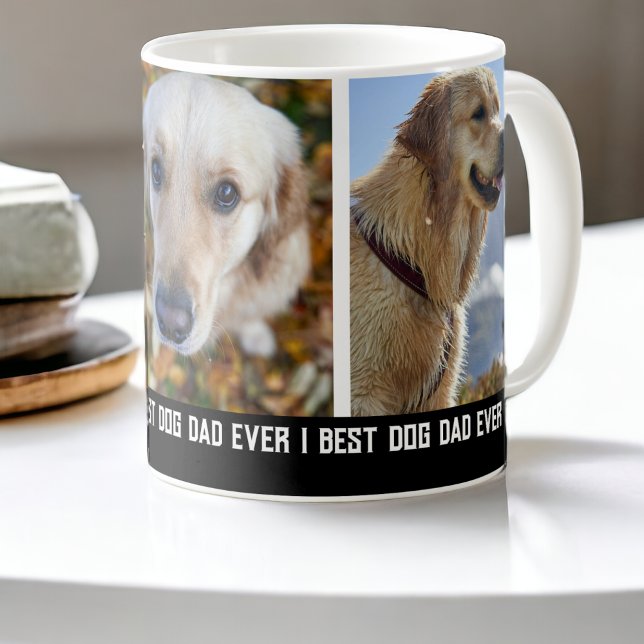 3 Photo Best Hund Pappa någonsin Kaffemugg (3 Photo Best Dog Dad Ever Coffee Mug from Ricaso. Add own photos & text. Great Father's day gift )