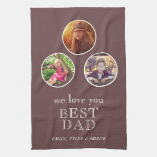 3 Photo Best Pappa Typography Far's Day Kökshandduk