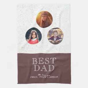 3 Photo Best Pappa Typography Far's Day Kökshandduk