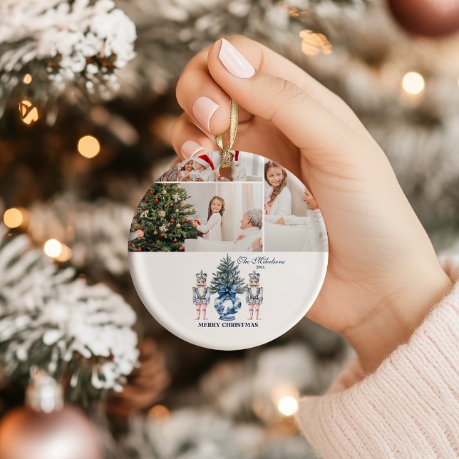 3 Photo Blue Chinoiserie Nutcracker Christmas Julgransprydnad Keramik (Skapare uppladdad)