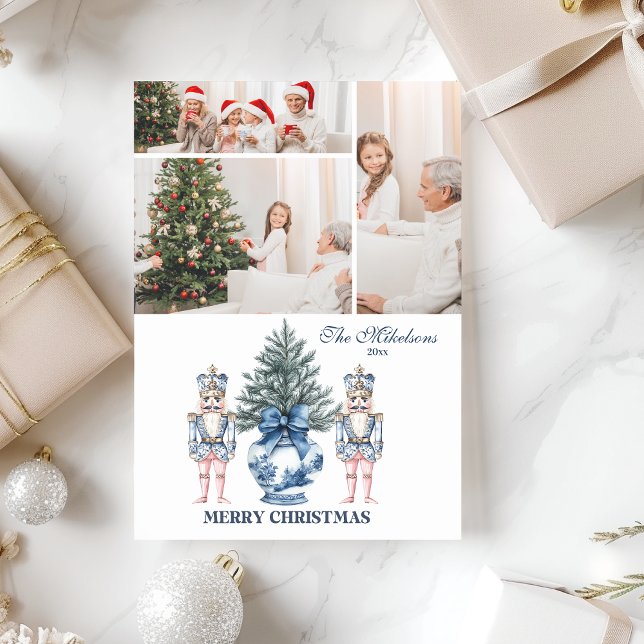 3 Photo Blue Chinoiserie Nutcracker - jul Julkort (Skapare uppladdad)