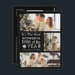 3 Photo Chalkboard Calligraphy-Helgdag jul Vykort<br><div class="desc">Skicka semesterhälsningar till familj och vänner med det här julvykortet som innehåller 3 av dina foton och texten "Det är det mest underbara året" på framsidan och din anpassningsbar på baksidan. Du kan också anpassa det ytterligare genom att ta bort den skrivna anteckningen på baksidan och skriva varje vykort för...</div>