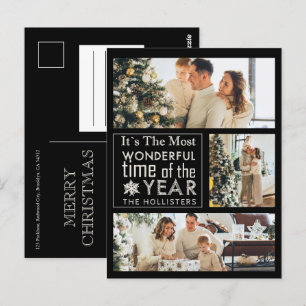 3 Photo Chalkboard Calligraphy-Helgdag jul Vykort