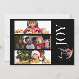 3 PHOTO CHRISTMAS-KORT - JOY with Berries Julkort