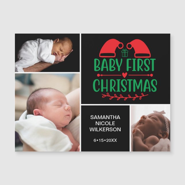3 Photo Collage Baby 1st jul Magnetic Card (Framsida)