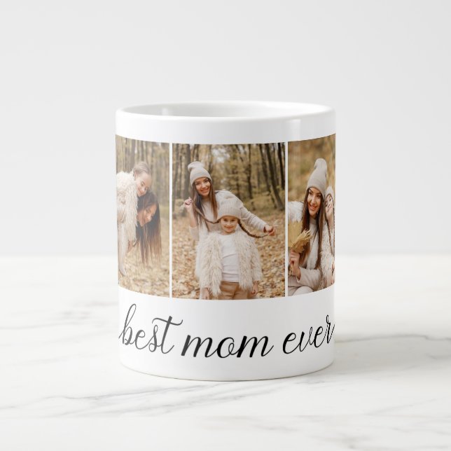 3 Photo Collage Best Mamma någonsin Jumbo Mugg (Framsidan)