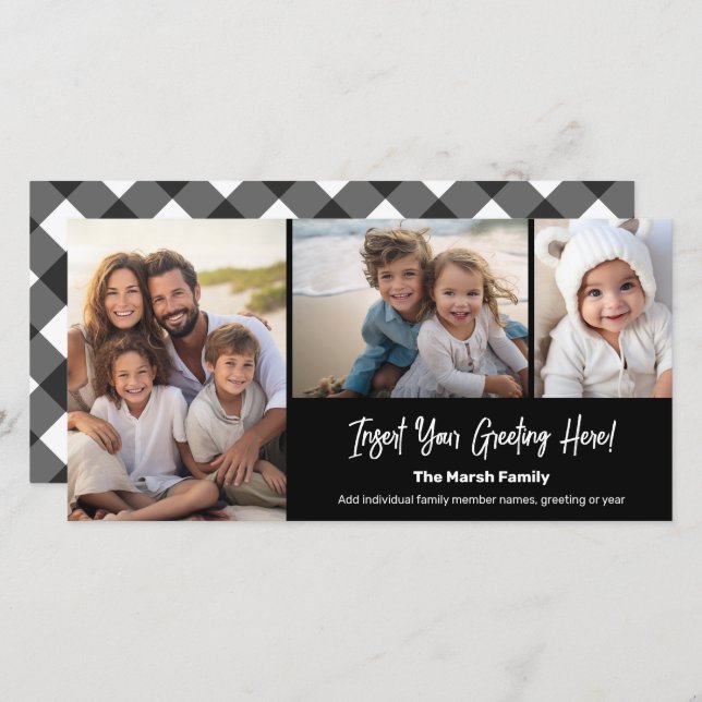 3 Photo Collage - Black White Buffalo Play Julkort (Fram/baksida)