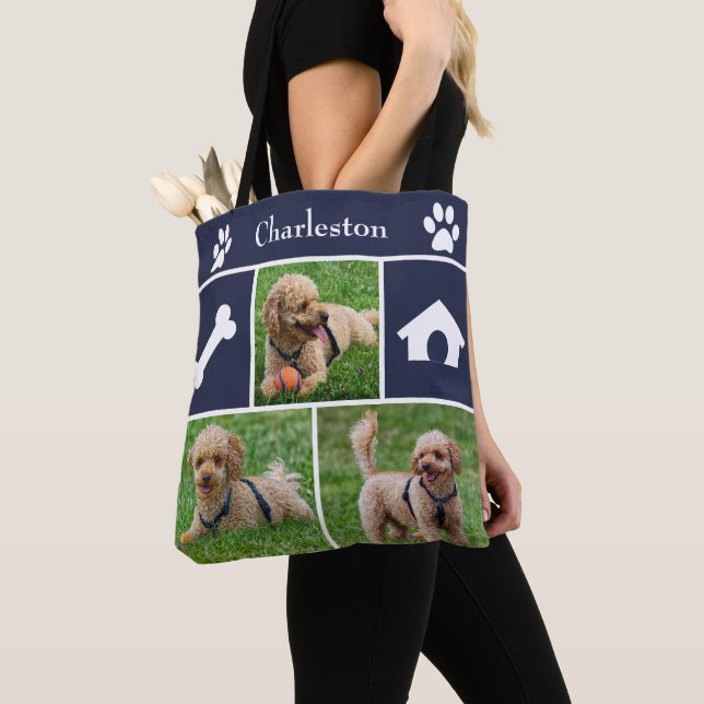 3 Photo Collage Hund Tote Bag Tygkasse (Närbild)