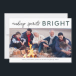 3 Photo Collage jul Card Spirits Bright Julkort<br><div class="desc">Söker du efter helgdag för perfekt för att bilder från år till år? Den här lättredigerade fotomallen kan vara personlig med ett foto på framsidan och ett annat på baksidan. Trendigets typografi lyder "Skapar sprit Bright" och du kan lägga till ditt eget meddelande på baksidan. Du kan få korten professionellt...</div>