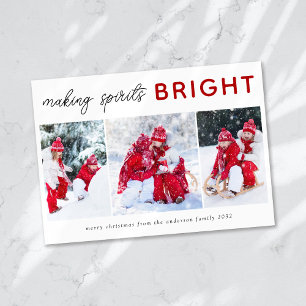 3 Photo Collage jul Card Spirits Bright Julkort