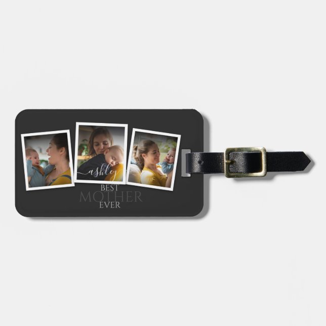 3 Photo Collage Mamma Familj, parlamentsledamot Mo Bagagebricka (Horisontell Framsida)