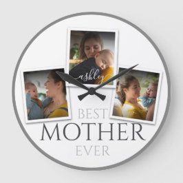 3 Photo Collage Mamma Familj, parlamentsledamot Mo Stor Klocka