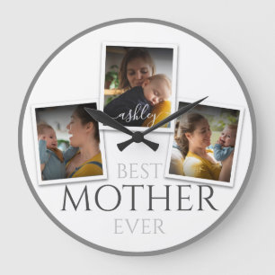 3 Photo Collage Mamma Familj, parlamentsledamot Mo Stor Klocka