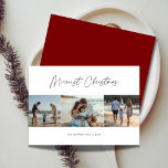 3 Photo Collage Merriest jul Nautical Beach Julkort<br><div class="desc">Sprid helgdag cheer med ett 3 fotokollage,  det bästa julkortet som på ett vackert sätt visar dina familjs strandminnen! Detta nautiskt tematiska kort kombinerar kalligrafi i elegant med en enkel,  modern design,  perfekt för att dela kristna julhälsningar. Ett perfekt sätt att skicka elegantens fotojulkort som fångar säsongens glädje!</div>