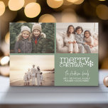 3 Photo Collage - Modern God jul Polka Dot Julkort<br><div class="desc">Grönt - Använda 3-bilder med vågrät subjekt centrerat. Gör en unik och trendig jul hälsning med ett starkt och glatt mönster på baksidan. Om du vill flytta något runt klickar du på knappen Anpassa för att göra ändringar.</div>