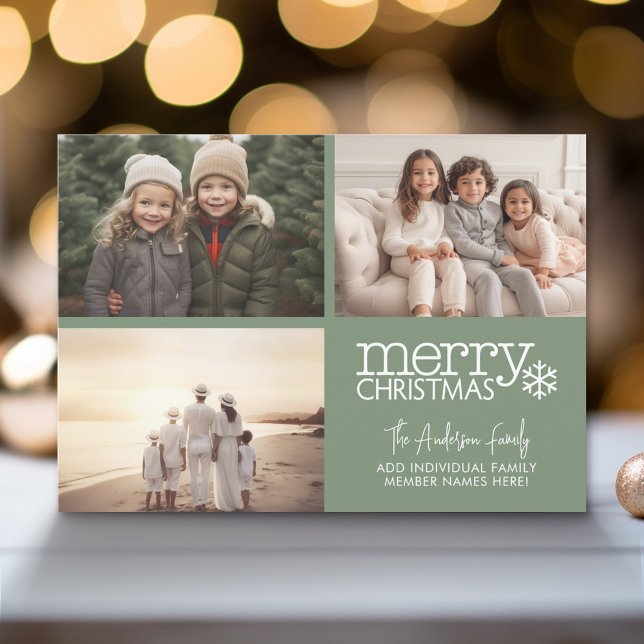 3 Photo Collage - Modern God jul Polka Dot Julkort (Modern Holiday Greeting Card with a Family Photo)