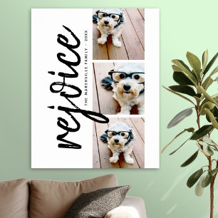 3 Photo Collage Modern God jul Rejoice Poster