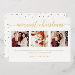 3 Photo Collage Modern Script "Merriest jul"<br><div class="desc">3 Photo Collage Modern Script-Helgdag "Merriest jul"-kort</div>