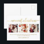 3 Photo Collage Modern Script "Merriest jul" Helg Vykort<br><div class="desc">3 Photo Collage Modern Script-Helgdag "Merriest jul"-kort</div>