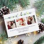3 Photo Collage Modern Script "Merriest jul" Julkort<br><div class="desc">3 Photo Collage Modern Script-Helgdag "Merriest jul"-kort</div>