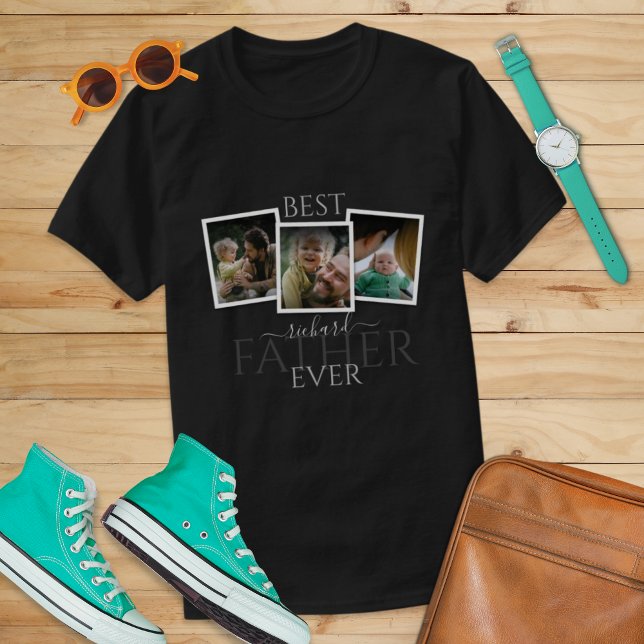 3 Photo Collage Pappa Familj, parlamentsledamot Fa T Shirt (Skapare uppladdad)