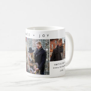 3 Photo Collage Peace and Joy Personlig Helgdag Kaffemugg