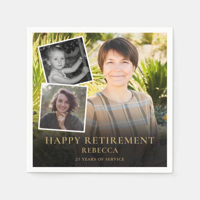 3 Photo Collage Pension Party Pappersservett (Framsidan)