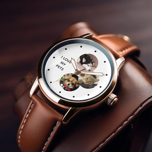 3-Photo Collage Pet Parent Personlig Watch Armbandsur (Inspiration mockup (not actual product))