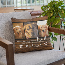3 Photo Collage Rustic Pet Loss Memorial Kudde