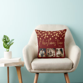 3 Photo Collage Rustic String Ljus Kudde