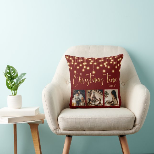 3 Photo Collage Rustic String Ljus Kudde (Stol)