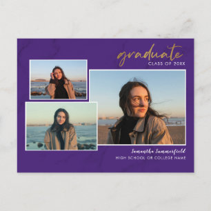 3 Photo Collage Script Grad 2022 Lila Studenten Meddelande Vykort
