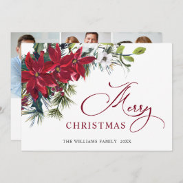 3 PHOTO Elegant Poinsettia jul Hälsning Julkort