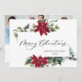 3 PHOTO Elegant Poinsettia jul Hälsning Julkort