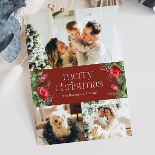 3 Photo Elegant Winter Red God jul Card Julkort