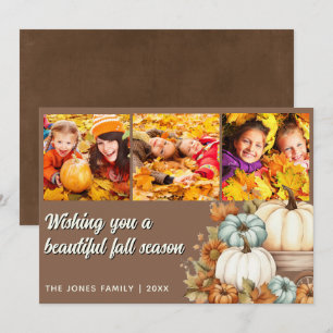 3 Photo Fall Halloween-Thanksgiving Anteckningskort