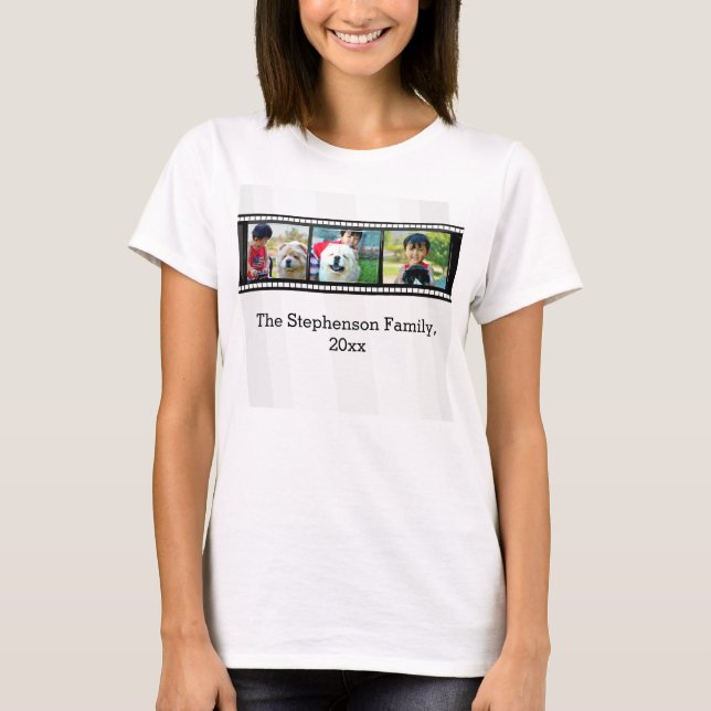 3-Photo filmar remsapersonligfotoet Tee Shirt (Framsida)