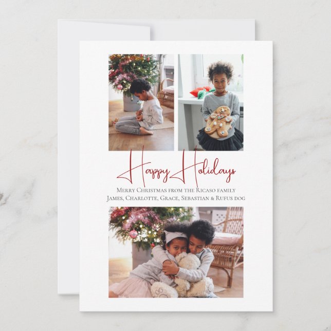 3 Photo Glad helg jul Gnome Julkort (Framsida)