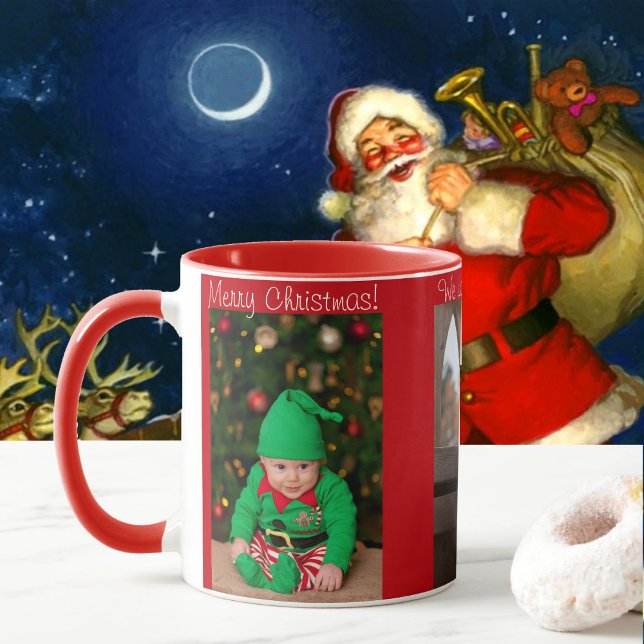 3 Photo God jul w Barn Namn Gift Mugg (Skapare uppladdad)