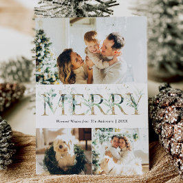 3 Photo Guld & Greenery God jul Julkort