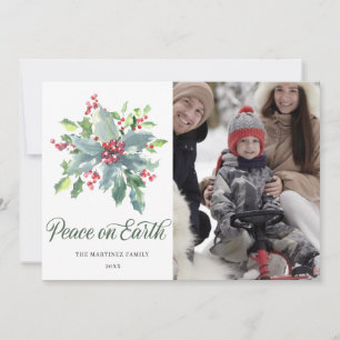 3 PHOTO Holly Berry Festive Family Jul Julkort