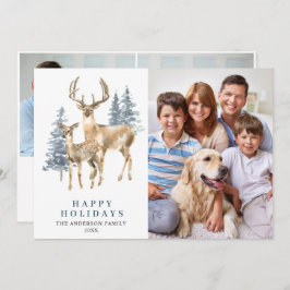 3 PHOTO-Julen Elegant Hjort Gräs Träd Julkort